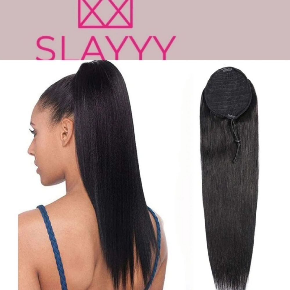 Slayyy 18" Black Stallion Straight‎ Drawstring Ponytail